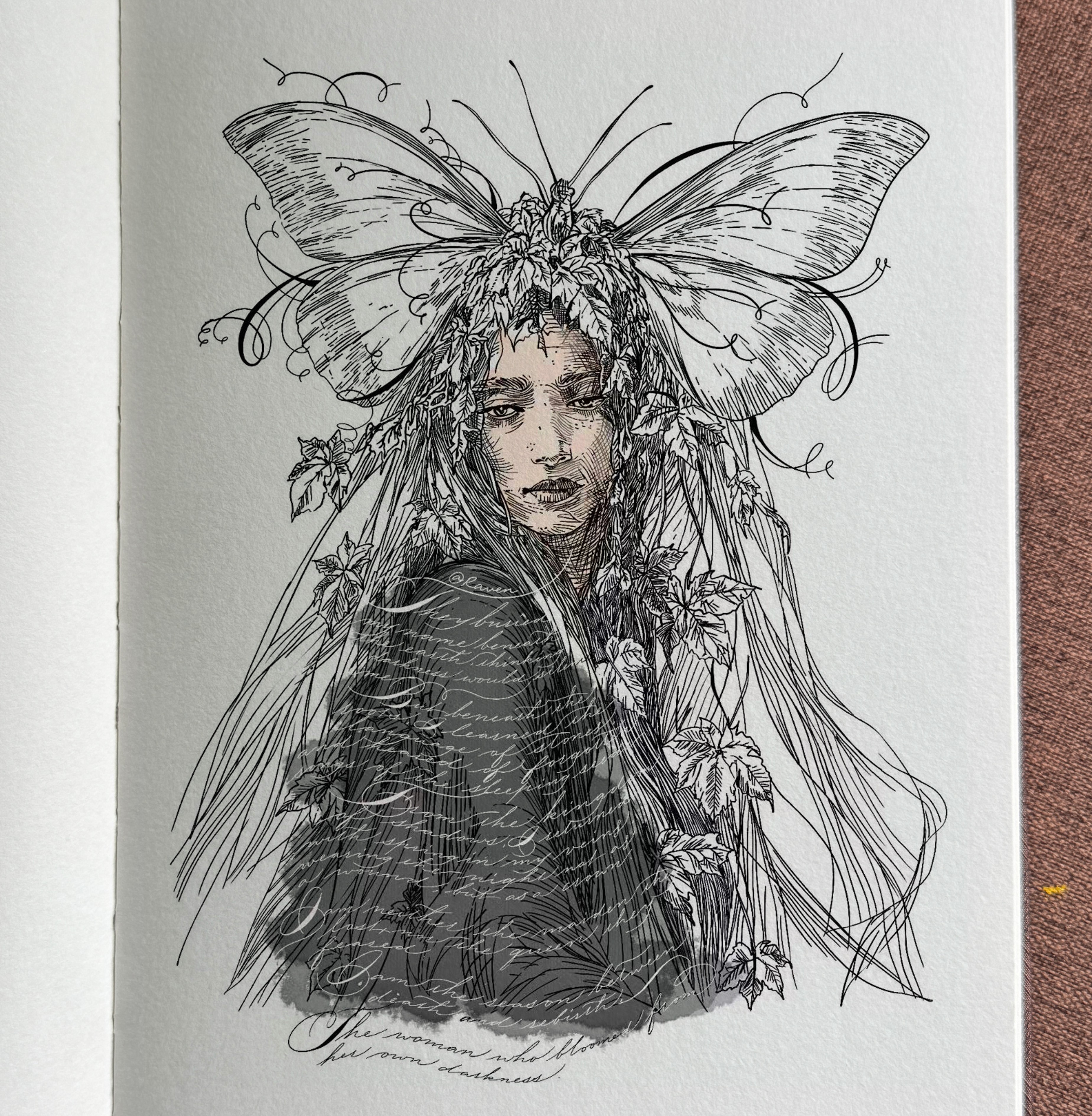 Persephone, a calligraphy and illustration work by Raven Hsieh
